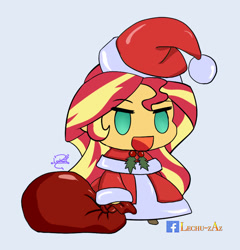 Size: 800x834 | Tagged: safe, artist:lechu-zaz, imported from derpibooru, sunset shimmer, human, equestria girls, christmas, fate/grand order, female, holiday, padoru, santa claus, solo