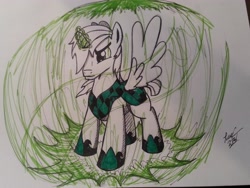 Size: 3264x2448 | Tagged: safe, artist:lucas_gaxiola, imported from derpibooru, oc, oc only, alicorn, pony, alicorn oc, clothes, frown, hoof shoes, horn, male, solo, stallion, traditional art