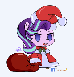 Size: 800x834 | Tagged: safe, artist:lechu-zaz, imported from derpibooru, starlight glimmer, pony, christmas, clothes, costume, fate/grand order, hat, holiday, padoru, santa costume, santa hat