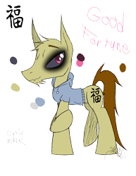 Size: 888x1150 | Tagged: safe, artist:didun850, imported from derpibooru, oc, oc only, oc:good fortune, earth pony, pony, chinese, clothes, earth pony oc, eyeliner, makeup, male, simple background, solo, stallion, text, transparent background