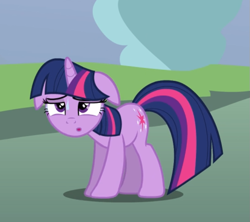 Size: 705x627 | Tagged: safe, imported from derpibooru, screencap, twilight sparkle, pony, unicorn, magic duel, cropped, female, floppy ears, mare, solo, sweat, tired, unicorn twilight