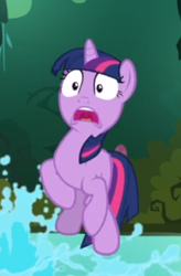 Size: 313x477 | Tagged: safe, imported from derpibooru, screencap, twilight sparkle, pony, unicorn, magic duel, cropped, female, mare, mawshot, open mouth, shocked, shrunken pupils, solo, splash, unicorn twilight, uvula, water