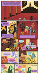 Size: 1000x1909 | Tagged: safe, artist:sannenc, imported from derpibooru, oc, oc only, oc:boris, oc:ibrahim, oc:iris, oc:porter, oc:reyssa, oc:roan, dracony, dragon, earth pony, hybrid, kirin, pony, unicorn, comic:friendship is dragons, collaboration, comic, dialogue, earth pony oc, female, horn, kirin oc, male, mare, stallion, unicorn oc