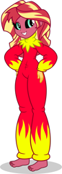 Size: 1086x3028 | Tagged: safe, artist:mlp-trailgrazer, imported from derpibooru, sunset shimmer, human, equestria girls, barefoot, clothes, commission, feet, female, pajamas, smiling, solo, sunset satan