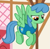 Size: 415x408 | Tagged: safe, imported from derpibooru, screencap, meadow rain, pegasus, pony, winter wrap up, background pony, blue emerald, clothes, cropped, female, flying, frown, looking down, mare, name suggestion in the comments, solo, weather team, winter wrap up vest