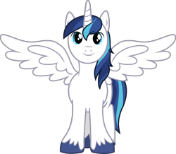 Size: 2578x2251 | Tagged: artist needed, safe, edit, imported from derpibooru, vector edit, shining armor, alicorn, pony, alicornified, cute, looking at you, male, outstretched wings, prince shining armor, race swap, shining adorable, shiningcorn, simple background, smiling, solo, spread wings, stallion, transparent background, unshorn fetlocks, vector, wings