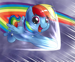 Size: 2400x2000 | Tagged: safe, artist:furnut5158, imported from derpibooru, rainbow dash, pegasus, pony, 2014, female, flying, mare, open mouth, rainbow trail, smiling, solo, sonic rainboom