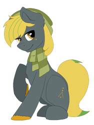 Size: 750x997 | Tagged: safe, artist:juul, imported from derpibooru, oc, oc only, oc:jon, earth pony, pony, 2020 community collab, derpibooru community collaboration, beanie, clothes, hat, looking at you, male, scarf, solo, transparent background