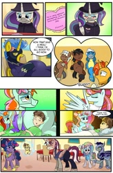 Size: 724x1103 | Tagged: safe, artist:candyclumsy, imported from derpibooru, oc, oc:candy clumsy, oc:heartstrong flare, oc:king speedy hooves, oc:princess healing glory, oc:princess mythic majestic, oc:princess sincere scholar, oc:queen galaxia, oc:queen galaxia (bigonionbean), oc:tommy the human, alicorn, human, pegasus, pony, comic:nightmare pulsar, alicorn oc, aunt and nephew, belly, big belly, blushing, burp, canterlot, canterlot castle, clothes, comic, commissioner:bigonionbean, costume, cutie mark, dialogue, dining room, female, flashback, full, fusion, fusion: princess healing glory, fusion:big macintosh, fusion:caboose, fusion:cheerilee, fusion:flash sentry, fusion:fleur-de-lis, fusion:fluttershy, fusion:heartstrong flare, fusion:king speedy hooves, fusion:lightning dust, fusion:ms. harshwhinny, fusion:nurse redheart, fusion:princess cadance, fusion:princess celestia, fusion:princess luna, fusion:princess mythic majestic, fusion:princess sincere scholar, fusion:promontory, fusion:queen galaxia, fusion:rarity, fusion:sassy saddles, fusion:shining armor, fusion:silver zoom, fusion:spitfire, fusion:starlight glimmer, fusion:sunburst, fusion:trixie, fusion:trouble shoes, fusion:twilight sparkle, fusion:zecora, grooming, guard, hair bun, halloween, holiday, horn, human oc, husband and wife, implied discord, implied discoshy, implied shipping, implied straight, jewelry, love letter, magic, magician outfit, male, nerd pony, nightmare night, overalls, preening, random pony, regalia, scroll, shadowbolts costume, sick, sleeping, stallion, stuffed, thought bubble, writer:bigonionbean