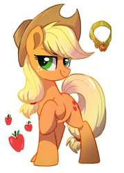 Size: 590x826 | Tagged: safe, artist:colorfulcolor233, artist:oofycolorful, imported from derpibooru, part of a set, applejack, earth pony, pony, applejack's hat, cowboy hat, cute, element of honesty, female, hat, jackabetes, mare, simple background, solo, white background