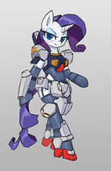 Size: 1132x1750 | Tagged: safe, artist:satv12, imported from derpibooru, rarity, semi-anthro, unicorn, female, gundam, gundam mk-ii, solo, zeta gundam