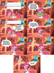 Size: 2094x2846 | Tagged: safe, artist:pippy, imported from derpibooru, gummy, pinkie pie, pony, pinkiepieskitchen, apron, clothes, golden oaks library, teary eyes