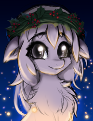 Size: 800x1034 | Tagged: safe, artist:shoggoth-tan, imported from derpibooru, pony, bust, chest fluff, christmas, commission, floppy ears, holiday, portrait, solo, ych sketch, your character here