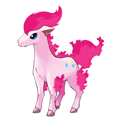 Size: 630x630 | Tagged: safe, artist:pokemoncoloursplash, imported from derpibooru, pinkie pie, ponyta, crossover, female, mane of fire, palette swap, pink fire, pokémon, recolor, simple background, solo, white background