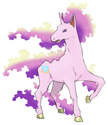 Size: 481x558 | Tagged: safe, artist:pokemoncoloursplash, imported from derpibooru, princess cadance, rapidash, crossover, ethereal fetlocks, ethereal mane, female, palette swap, pokémon, raised hoof, recolor, simple background, solo, transparent background