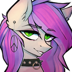 Size: 2048x2048 | Tagged: safe, artist:earthpone, imported from derpibooru, oc, oc only, oc:windseeker, bat pony, pony, bust, collar, female, goth, mare, portrait, solo