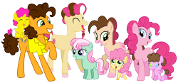 Size: 1280x600 | Tagged: safe, artist:mlptmntdisneykauane, imported from derpibooru, cheese sandwich, li'l cheese, pinkie pie, the last problem, cheesepie, family, female, male, offspring, parent:cheese sandwich, parent:pinkie pie, parents:cheesepie, shipping, straight