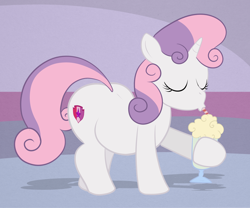 Size: 1200x1000 | Tagged: safe, artist:scobionicle99, imported from derpibooru, sweetie belle, pony, unicorn, chubbie belle, chubby, drinking, drinking straw, fat, female, filly, hoof hold, milkshake, solo, sweetie belly, sweetie butt, vector, weight gain