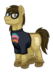Size: 1450x2000 | Tagged: safe, artist:texasuberalles, derpibooru exclusive, imported from derpibooru, oc, oc only, oc:bay mac, earth pony, pony, 2020 community collab, derpibooru community collaboration, clothes, colored hooves, dorsal stripe, dun, freckles, glasses, looking at you, male, primitive markings, san antonio spurs, shirt, simple background, solo, stallion, t-shirt, transparent background, unshorn fetlocks