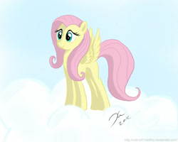 Size: 900x720 | Tagged: safe, artist:rule1of1coldfire, imported from derpibooru, fluttershy, pony, cloud, female, solo