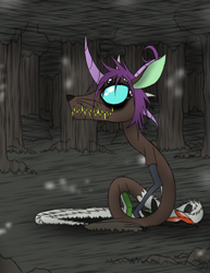 Size: 888x1150 | Tagged: safe, artist:didun850, imported from derpibooru, twilight sparkle, draconequus, curn, curved horn, draconequified, female, forest, horn, slit eyes, slit pupils, solo, species swap, tree
