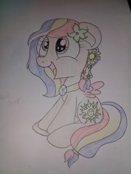 Size: 2448x3264 | Tagged: safe, artist:swivel starsong, imported from derpibooru, part of a set, oc, oc only, oc:pearl shine, pegasus, pony, project seaponycon, female, mare, nation ponies, philippines, ponified, sitting, smiling, solo, traditional art