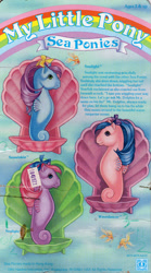 Size: 554x996 | Tagged: safe, imported from derpibooru, sealight, seawinkle, wavedancer, sea pony, backcard, g1, official, sku number, story