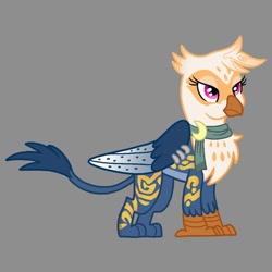 Size: 512x512 | Tagged: safe, artist:rabyruen, imported from derpibooru, oc, oc only, oc:alphinaud, griffon, commissioner:genki, fantasy class, female, griffon oc, solo, spotted wings, tattoo, warrior, wings