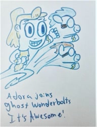 Size: 783x1020 | Tagged: safe, artist:dex stewart, imported from derpibooru, soarin', spitfire, ghost, pegasus, pony, fanfic:cupcakes, rainbow dash presents, adora, cupcake, food, ghost wonderbolts, she-ra, she-ra and the princesses of power, traditional art