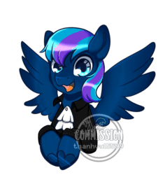Size: 850x900 | Tagged: safe, artist:helithusvy, artist:thanhvy15599, imported from derpibooru, oc, oc only, oc:ludio amor, pegasus, pony, animated, blinking, blue eyes, clothes, commission, gif, open mouth, pegasus oc, simple background, solo, white background, ych animation, ych result