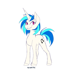 Size: 1500x1500 | Tagged: safe, artist:celes-969, artist:spirit-fire360, imported from derpibooru, dj pon-3, vinyl scratch, pony, unicorn, female, grin, simple background, sketch, smiling, solo, teeth, white background