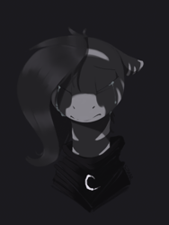 Size: 600x800 | Tagged: safe, artist:sinrar, imported from derpibooru, oc, oc only, oc:saisha, pony, zebra, bust, crescent moon, crying, moon, portrait, sad, simple background, solo, without lineart