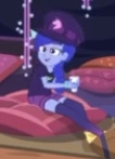 Size: 106x147 | Tagged: safe, imported from derpibooru, screencap, space camp, space camp (character), equestria girls, equestria girls series, spoiler:eqg series (season 2), cropped, cup, drink, female, sitting, solo