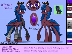 Size: 2800x2100 | Tagged: safe, artist:#darknessmlp, imported from derpibooru, oc, oc:kistile glow, pegasus, pony, femboy, male, reference sheet