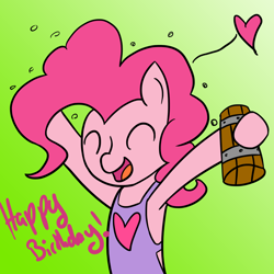 Size: 1280x1280 | Tagged: safe, artist:clairvoyantlegacy, imported from derpibooru, pinkie pie, pony, pinkiepieskitchen, apron, cider mug, clothes, female, mug, solo