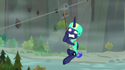 Size: 1920x1080 | Tagged: safe, imported from derpibooru, screencap, princess luna, pony, between dark and dawn, season 9, spoiler:s09, faic, zipline