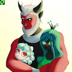 Size: 3000x3000 | Tagged: safe, artist:9987neondraws, imported from derpibooru, cozy glow, lord tirek, queen chrysalis, human, equestria girls, a better ending for chrysalis, a better ending for cozy, a better ending for tirek, blushing, chrysirek, cozybetes, cozylove, cute, cutealis, daddy tirek, equestria girls-ified, family, female, high res, male, mommy chrissy, shipping, straight, tirebetes