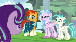 Size: 1920x1080 | Tagged: safe, imported from derpibooru, screencap, silverstream, starlight glimmer, sunburst, terramar, classical hippogriff, hippogriff, pony, student counsel, brother and sister, female, male, siblings