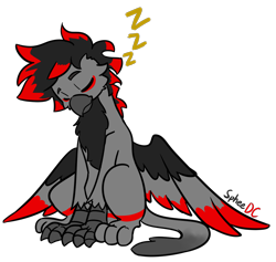 Size: 1280x1212 | Tagged: safe, artist:spheedc, imported from derpibooru, oc, oc only, oc:scorp1.0, oc:scorpio, griffon, commission, digital art, simple background, sleeping, solo, transparent background