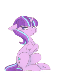 Size: 684x749 | Tagged: safe, artist:braindead, imported from derpibooru, starlight glimmer, pony, unicorn, cute, female, floppy ears, glimmerbetes, mare, pouting, s5 starlight, simple background, sitting, solo, white background