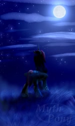 Size: 1280x2134 | Tagged: safe, artist:mythpony, imported from derpibooru, oc, oc only, oc:myth, alicorn, pony, female, mare, moon, night, solo