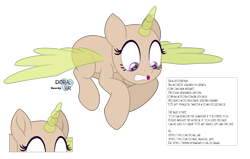 Size: 2500x1592 | Tagged: safe, artist:doraair, imported from derpibooru, oc, oc only, alicorn, pony, alicorn oc, base, flying, horn, looking down, scared, simple background, solo, text, transparent background