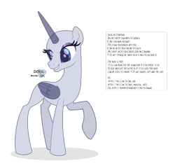 Size: 2500x2401 | Tagged: safe, artist:doraair, imported from derpibooru, oc, oc only, alicorn, pony, alicorn oc, base, eyelashes, horn, looking down, makeup, raised hoof, simple background, solo, text, transparent background