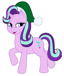 Size: 4825x5688 | Tagged: safe, artist:darkskeletonpony, imported from derpibooru, starlight glimmer, pony, unicorn, christmas, female, hat, holiday, lidded eyes, santa hat, simple background, solo, transparent background