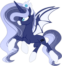 Size: 2706x2868 | Tagged: safe, artist:rerorir, imported from derpibooru, princess luna, alicorn, bat pony, bat pony alicorn, pony, alternate design, equal cutie mark, equalized, female, high res, horn, race swap, simple background, solo, transparent background