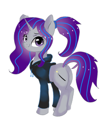 Size: 796x940 | Tagged: safe, artist:latia122, imported from derpibooru, oc, oc only, oc:krya, pony, unicorn, 2020 community collab, derpibooru community collaboration, clothes, female, hoodie, mare, simple background, solo, transparent background