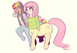 Size: 1209x833 | Tagged: safe, artist:burgeroise, imported from derpibooru, fluttershy, rainbow dash, centaur, blushing, duo, female, flutterdash, holding hands, lesbian, shipping