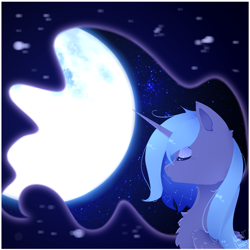 Size: 2049x2049 | Tagged: safe, artist:wolfythewolf555, imported from derpibooru, princess luna, alicorn, pony, eyes closed, female, full moon, mare, moon, s1 luna, solo