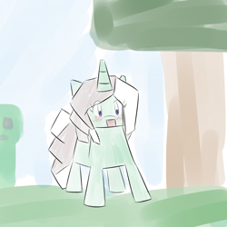 Size: 1000x1000 | Tagged: safe, artist:kaggy009, imported from derpibooru, oc, oc only, oc:peppermint pattie (unicorn), pony, unicorn, ask peppermint pattie, female, mare, minecraft, solo