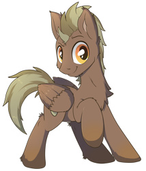 Size: 1200x1400 | Tagged: safe, artist:bigshot232, imported from derpibooru, oc, oc only, oc:sandbone, pegasus, pony, 2020 community collab, derpibooru community collaboration, cheek fluff, looking at you, male, raised hoof, simple background, smiling, solo, stallion, standing, transparent background